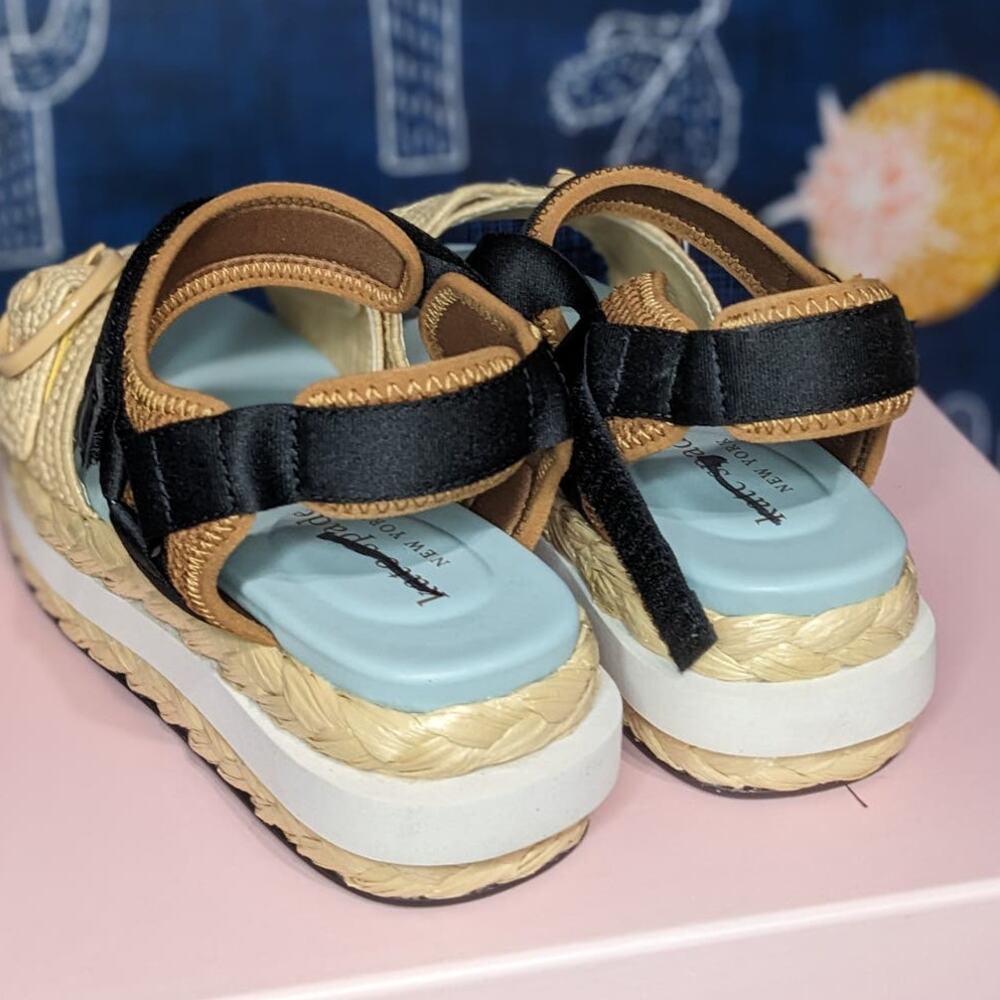 Kate Spade Acapulco Raffia Platform Sandals Natural Gingerbread Women's Size 9B - Picture 9 of 12